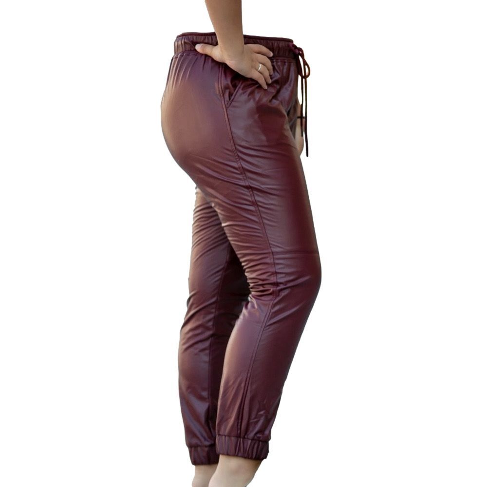 EE:Some Wine Burgundy Colored Faux Leather Joggers so cute for Fall